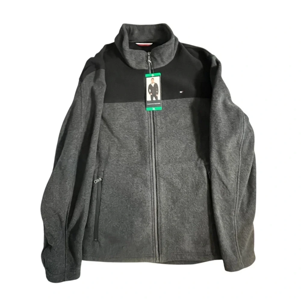 Tommy‎ Hilfiger Colorblock Fleece Jacket Men's XL – Charcoal/Black – NWT